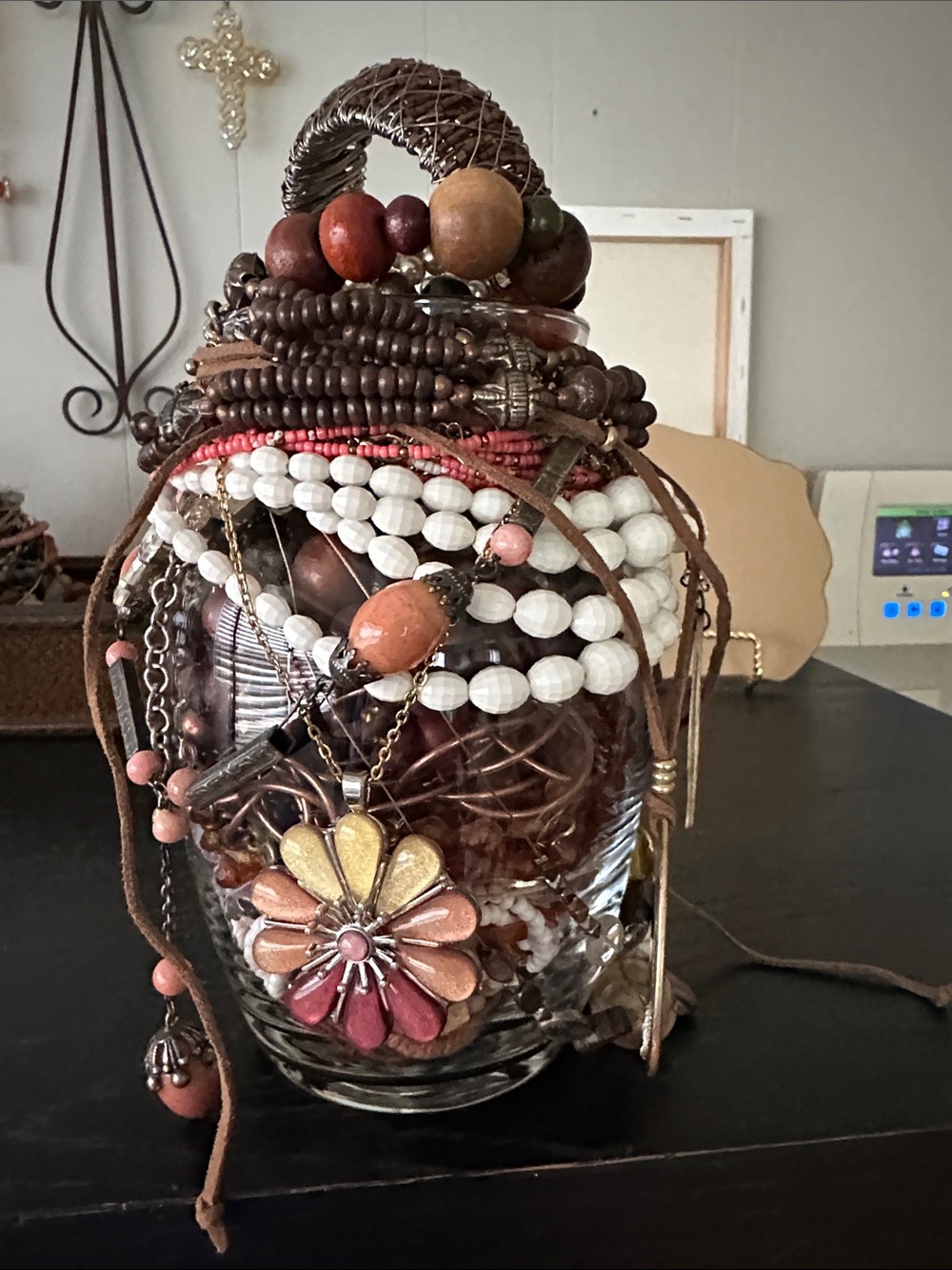BOHO Mystery Jewelry Jar in beautiful browns and earthy colors.